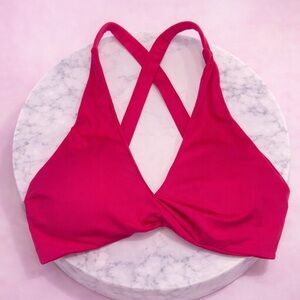Aoxjox - Hot Pink Strappy Cross Back Sports Bra Size S – Nylon Spandex Workout